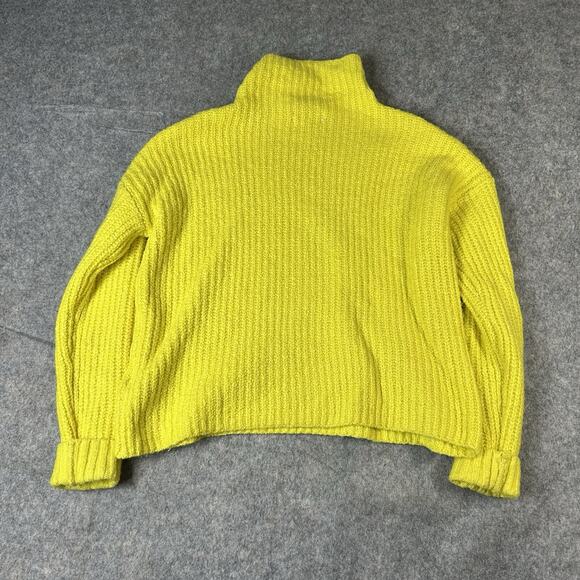 Anthropologie Funnel Neck Mock Neck Neon Yellow Pullover Sweater XS - Picture 8 of 8